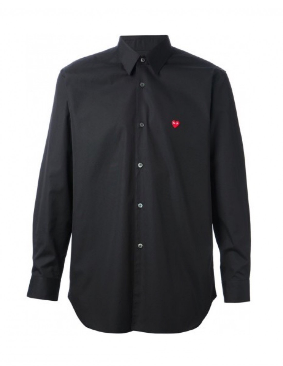 comme des garcons black shirt with red heart
