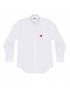 CDG PLAY Chemise blanche coton coeur rouge