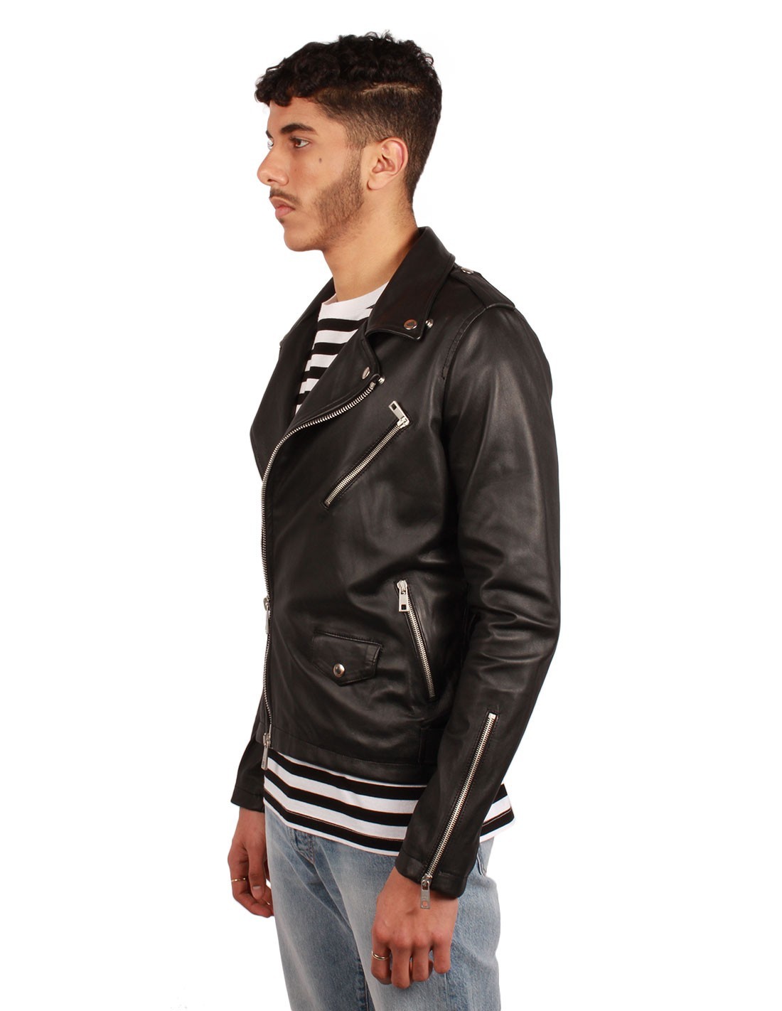 GIORGIO BRATO perfecto jacket in leather, in black