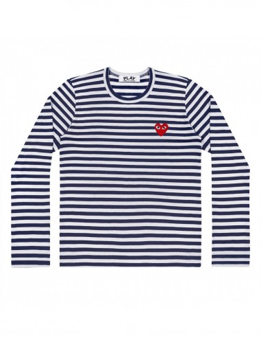CDG PLAY - navy sailor long sleeves tee with red heart logo