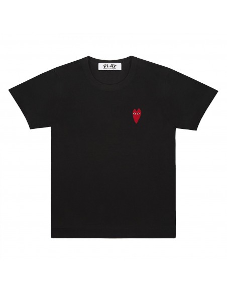 COMME DES GARCONS CDG PLAY black tee shirt with elongated red heart logo