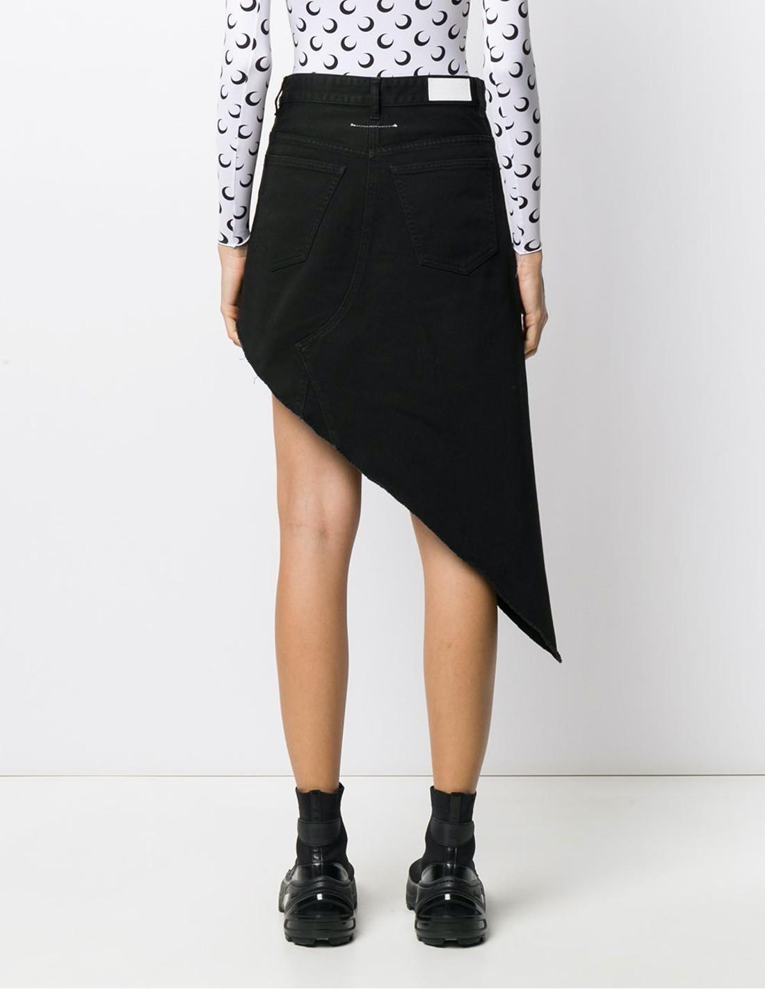 MM6 asymmetrical skirt in black denim collection SS20