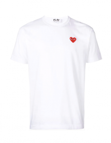 CDG COMME DES GARCONS PLAY - T-shirt blanc à patch logo coeur rouge