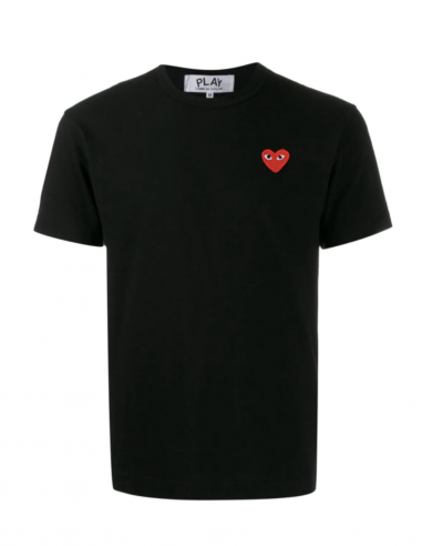 CDG COMME DES GARCONS PLAY - T-shirt noir à patch logo coeur rouge