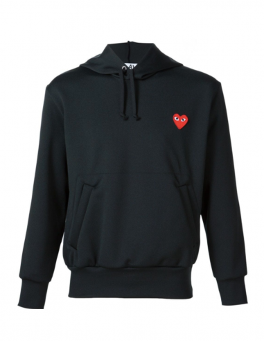 CDG PLAY black hoody with red heart patch