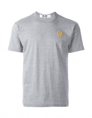 COMME DES GARCONS PLAY grey tee shirt with gold heart logo