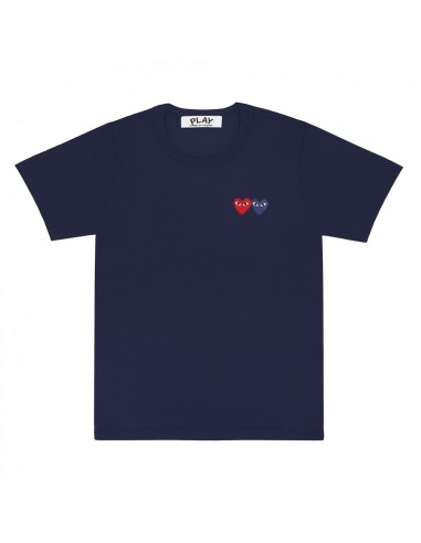 COMME DES GARCONS PLAY navy tee with double heart patch