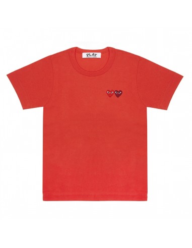T-shirt COMME DES GARCONS PLAY rouge avec patch double coeur