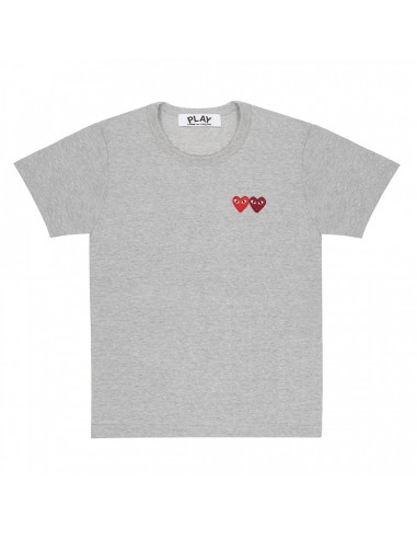 COMME DES GARCONS PLAY grey tee shirt with double heart patch unisex