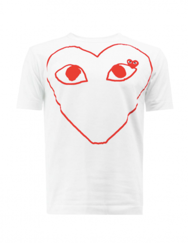 CDG PLAY White tee with big red heart printed