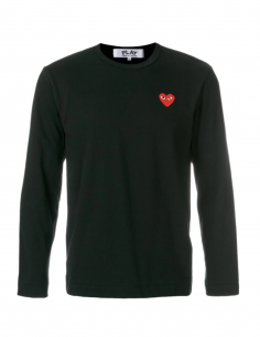 T-shirt noir COMME DES GARCONS PLAY manches longues à patch logo petit coeur rouge
