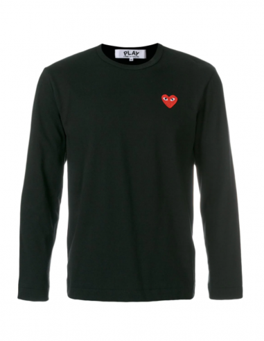 COMME DES GARCONS PLAY black long sleeves tee with red heart logo