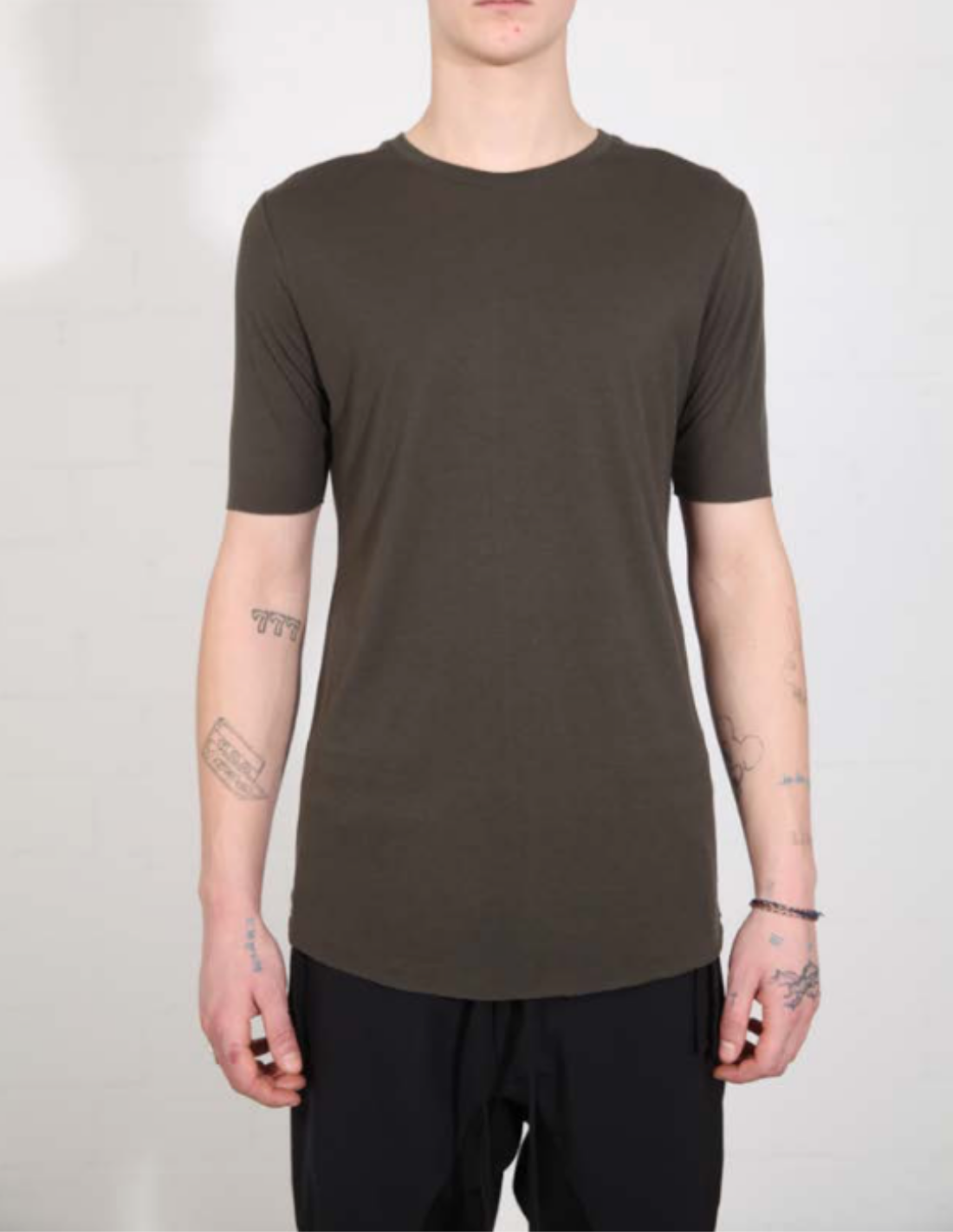 THOM KROM Khaki tee with clean edges for men, fall/winter 2020
