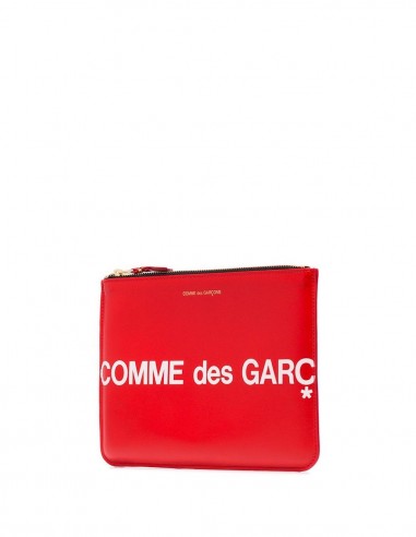 Red zipped pouch with logo COMME DES GARCONS WALLET unisex