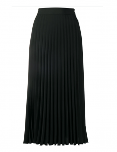 Jupe noire plissée MM6 en polyester de la collection Automne Hiver 2020.