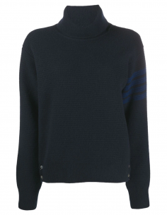 Pull à col roulé bleu marine en cachemire thom browne femme fw20