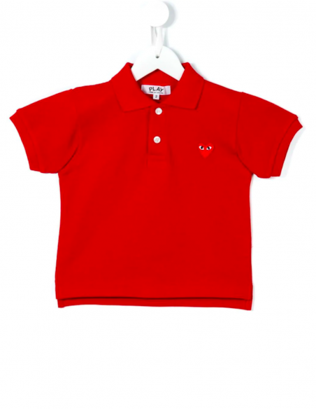 CDG PLAY KIDS - red polo with red heart logo