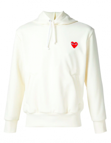 Ecru hoody with red heart patch