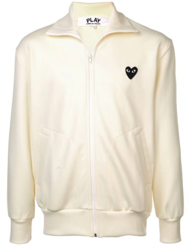 Ecru track jacket with black heart logo
