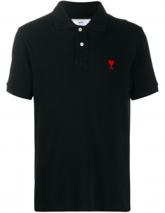 Logo Polo Shirt «heart» red embroidered - black
