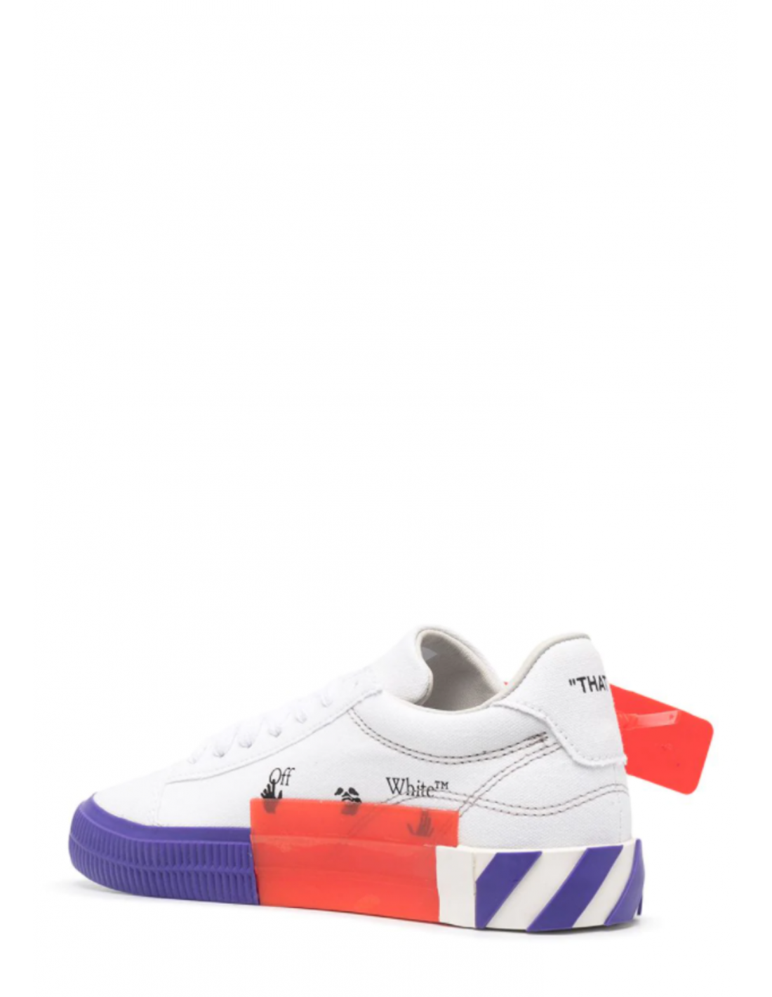Off White Vulcanized Unisex Sneakers In Purple And White Canvas Ss21