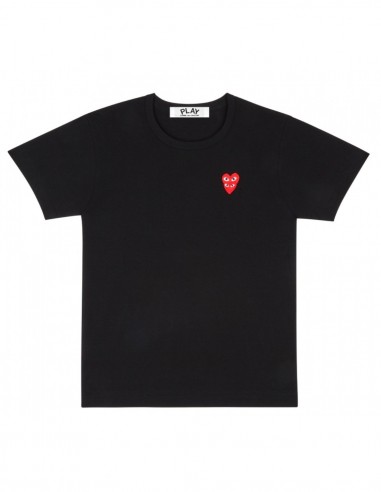 cdg play COMME DES GARCONS PLAY black tee with two red hearts.
