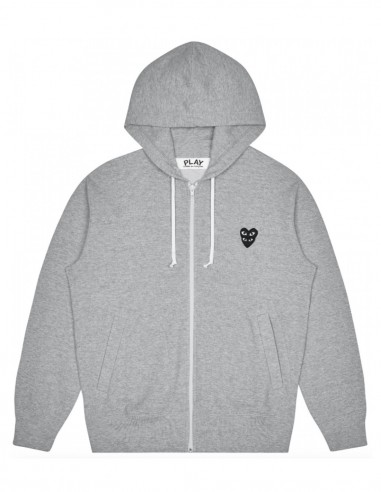 cdg play Grey zipped hoodie with black heart