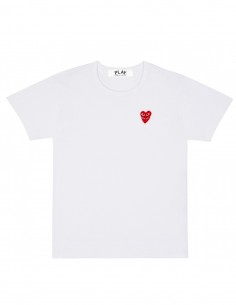cdg play White tee with two red hearts