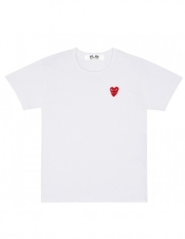 cdg play T-shirt blanc avec double coeur rouge