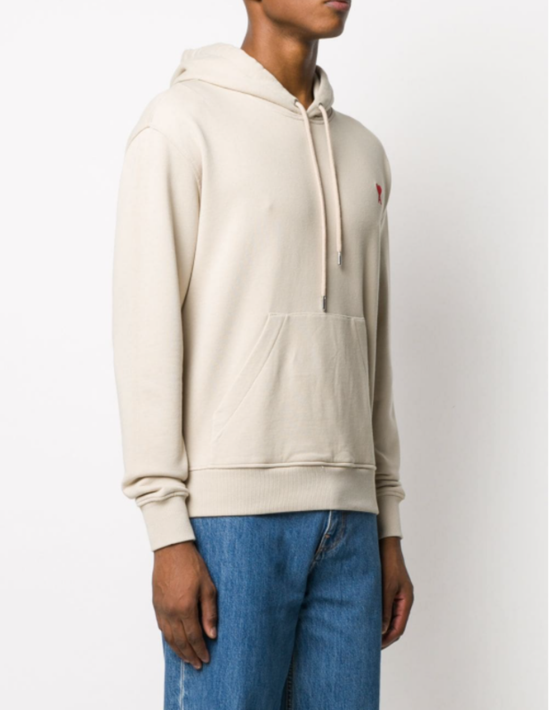 AMI PARIS beige hoodie for men with embroidered logo - SS21