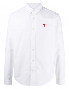 AMI PARIS white "Oxford" shirt for men with embroidered logo - SS21
