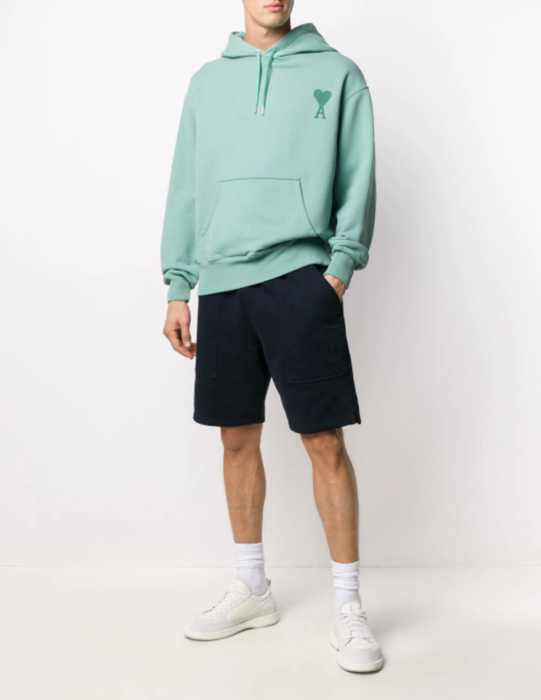 AMI PARIS green hoodie for men with embroidered logo - SS21