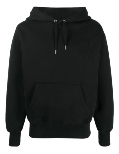 AMI PARIS black hoodie for men with embroidered logo - SS21
