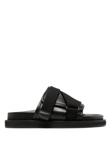 AMBUSH sandals in black leather with straps and velcro for men - S21