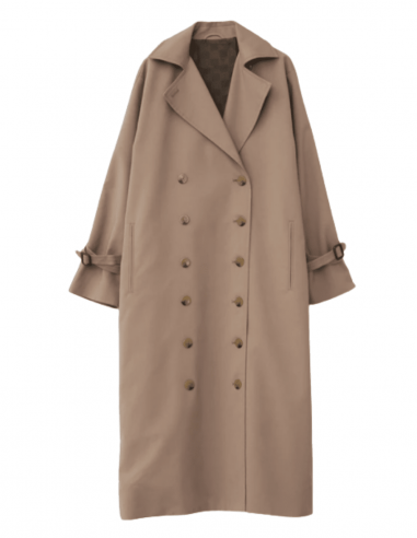 TOTÊME beige signature oversized buttoned trench coat for women - SS21