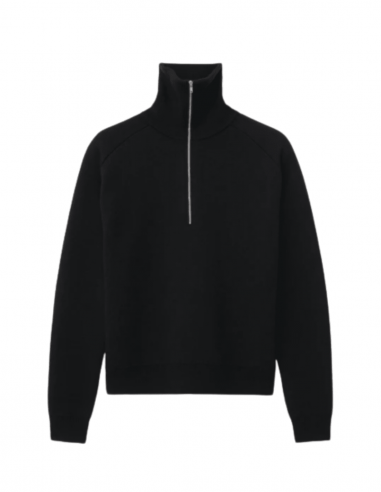 TOTÊME black sweater with zipped high collar for women - SS21