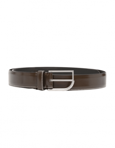 MAISON MARGIELA belt in brown leather with topstitching for men - SS21
