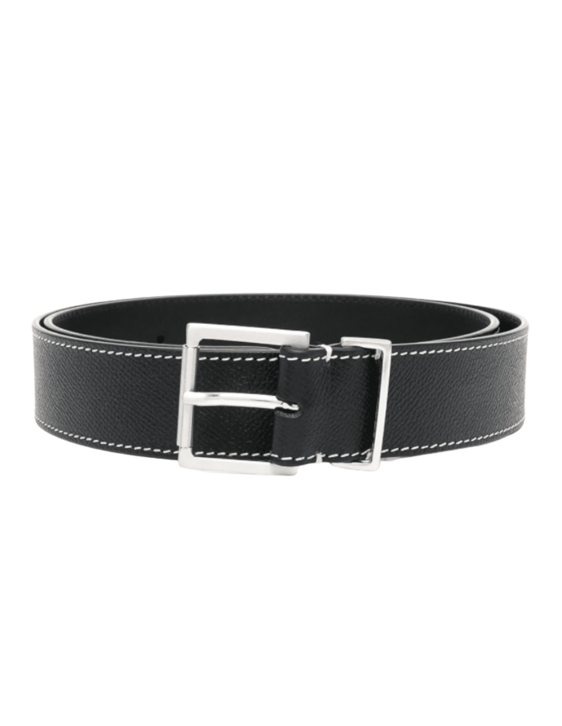 MAISON MARGIELA belt in black grained leather and stitching for men - SS21