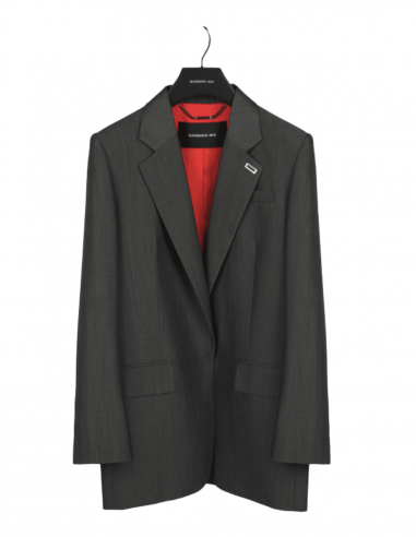 BARBARA BUI long grey blazer jacket with piercing for women - SS21