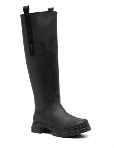 Black rubber GANNI high boots for women - SS21