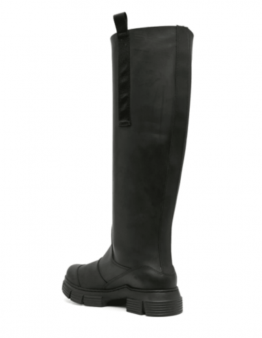 Black rubber GANNI high boots for women - SS21