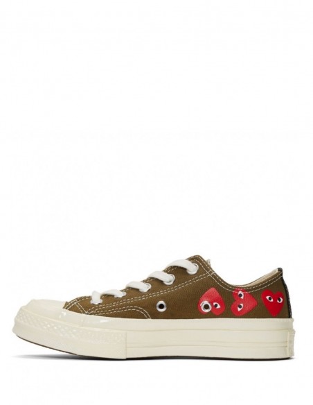 Khaki low multi-hearts COMME DES GARÇONS PLAY x CONVERSE unisex