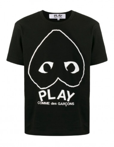 Black "Az-t114" T-shirt COMME DES GARÇONS Play heart and logo - SS21