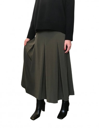 Khaki pleated skirt with zip - CO