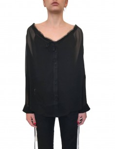 ISABEL BENENATO black blouse with drawstrings - SS21