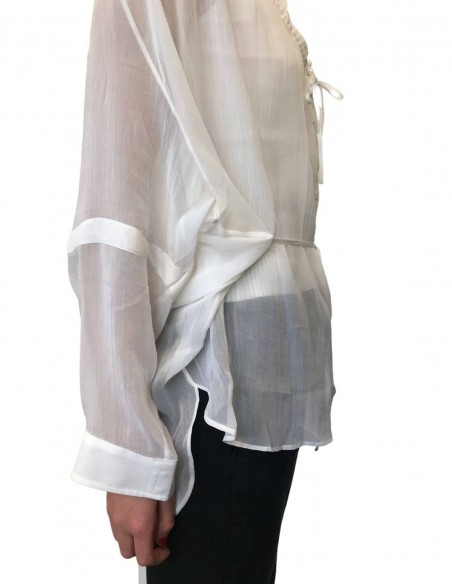 ISABEL BENENATO white blouse with drawstrings - SS21