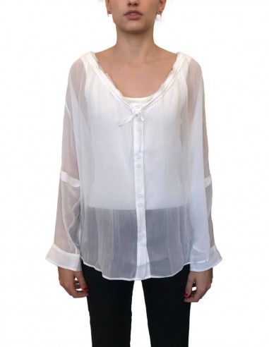 ISABEL BENENATO white blouse with drawstrings - SS21