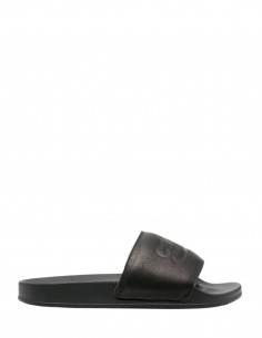 HERON PRESTON sandals in black leather with logo - SS21