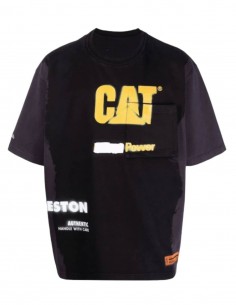T-shirt noir HERON PRESTON x Caterpillar avec logo pour homme - SS21