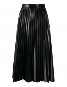 Jupe trapèze plissée MM6 en simili cuir noir pour femme - FW21